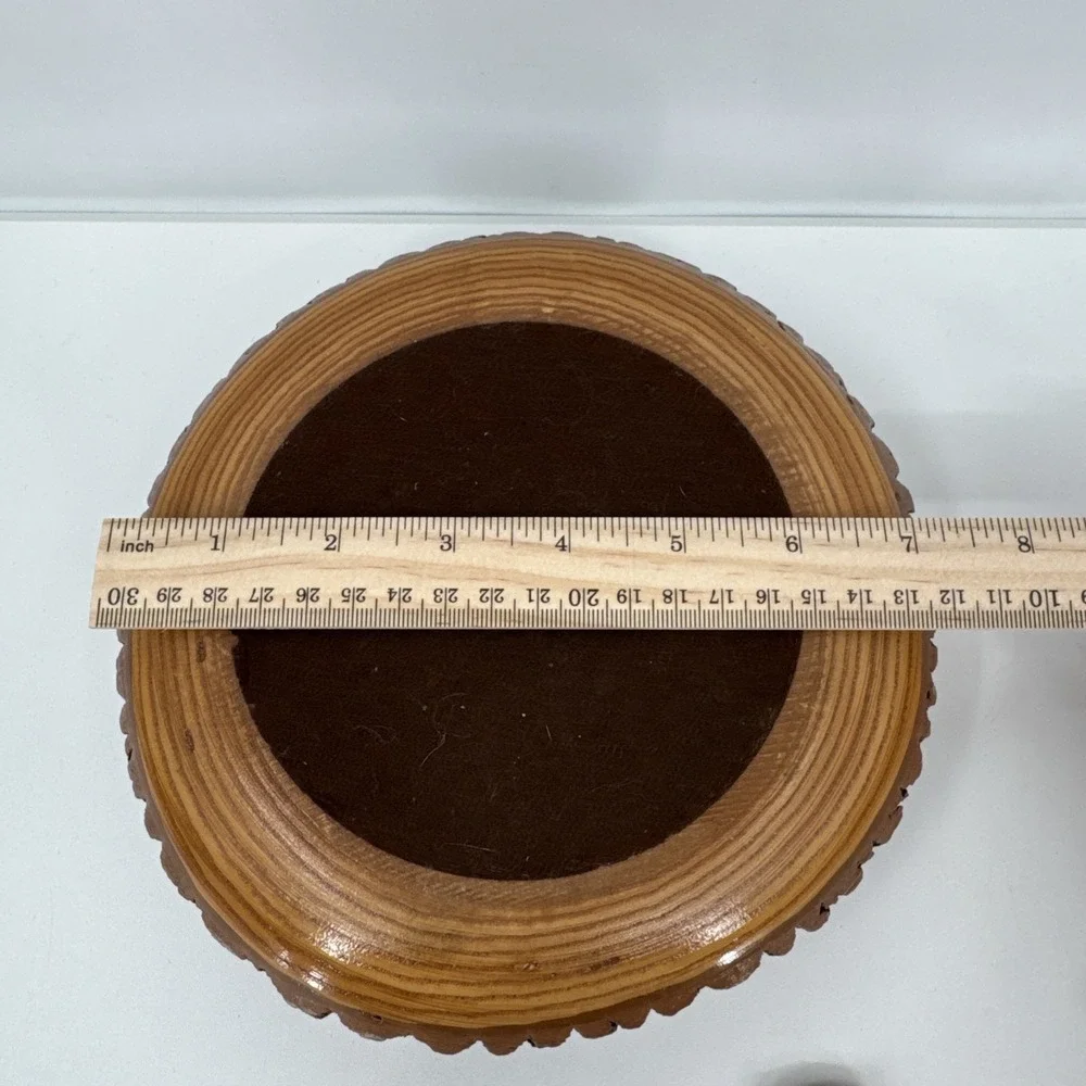 VTG Bark Nut Bowl Round Wood Mid-Century Modern 2‎ Picks 1 Nut Cracker Festive